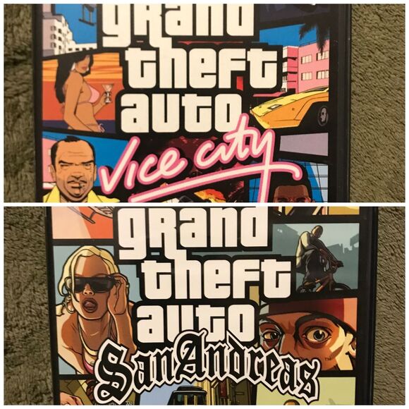 Grand Theft Auto Vice City 2002 & GTA San Andreas 2004 PS2 Playstation 2 TESTED